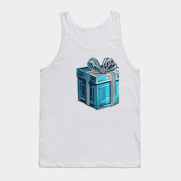 Neon Blue Gift Box Illustration No. 1019 Tank Top by cornelliusy